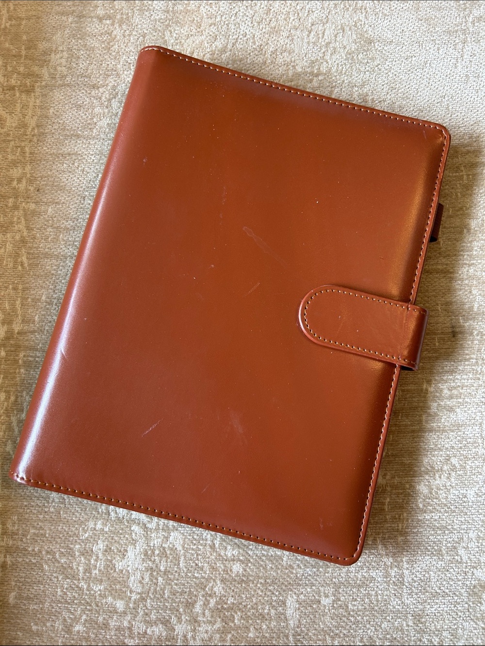 Leather Ring Binder Organizer in Cognac